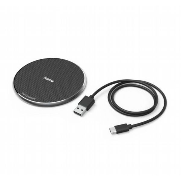 Hama QI-FC10 Wireless Charger, 10W, USB-C, Wireless Smartphone Charging Pad, Black