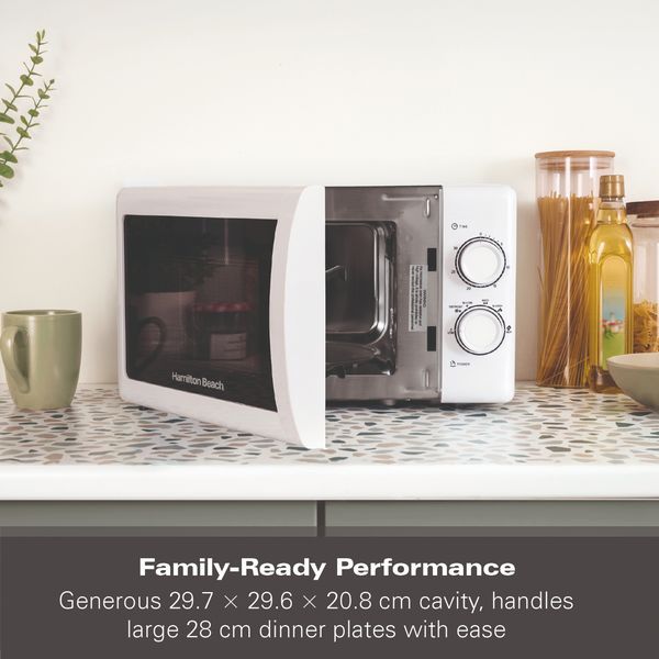 Hamilton Beach 20L Manual Microwave With Stainless Steel Cavity - White