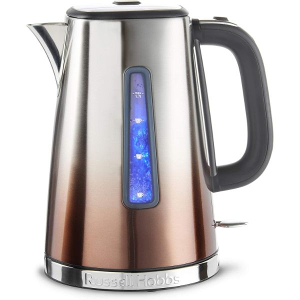 Russell Hobbs Eclipse Breakfast Bundle - Silver and Copper Kettle and 4 Slice Toaster