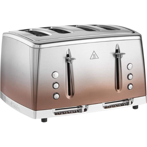 Russell Hobbs Eclipse Breakfast Bundle - Silver and Copper Kettle and 4 Slice Toaster