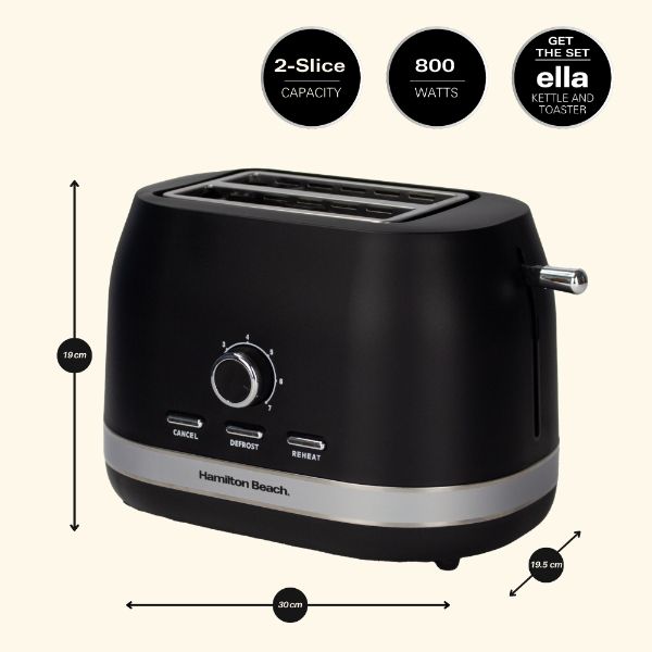 Hamilton Beach Ella Kitchen Bundle Black - Kettle,  2 Slice Toaster and Microwave