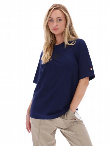 FILA CINZIA WOMENS FIT TEE WITH TONAL FRONT AND BACK GRAPHIC-FILA NAVY