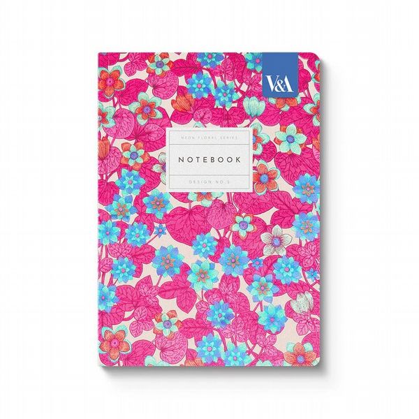 Ohh Deer Neon Floral Pink and Blue A5 Premium Perfect Bound Notebook