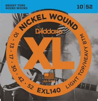 D'Addario EXL140 Nickel Wound Electric Guitar Strings, Light Top/Heavy Bottom, 10-52