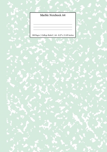 Marble Notebook A4: Mint Green College Ruled Journal
