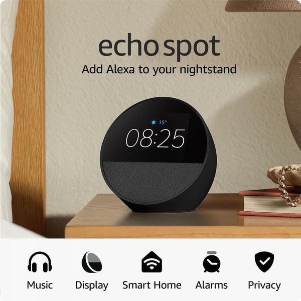 All-New Echo Spot Smart Alarm Clock Black