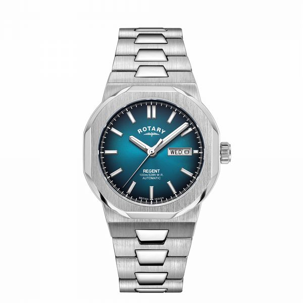 Rotary Men's Regent Automatic SS Bracelet Teal Dial 100m
