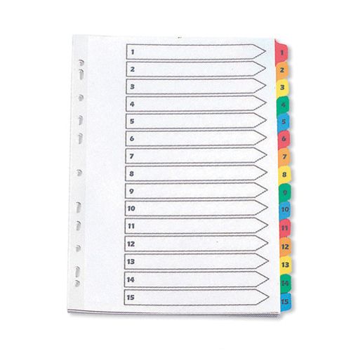 Q-Connect MultiColour Card Dividers A4 1-15