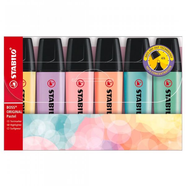 STABILO BOSS Original Highlighters Assorted Pastel Colours (6 Pack)