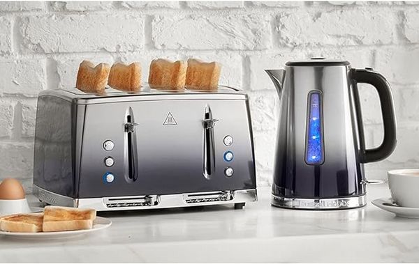 Russell Hobbs Eclipse Breakfast Bundle - Midnight Blue Kettle & 4 Slice Toaster