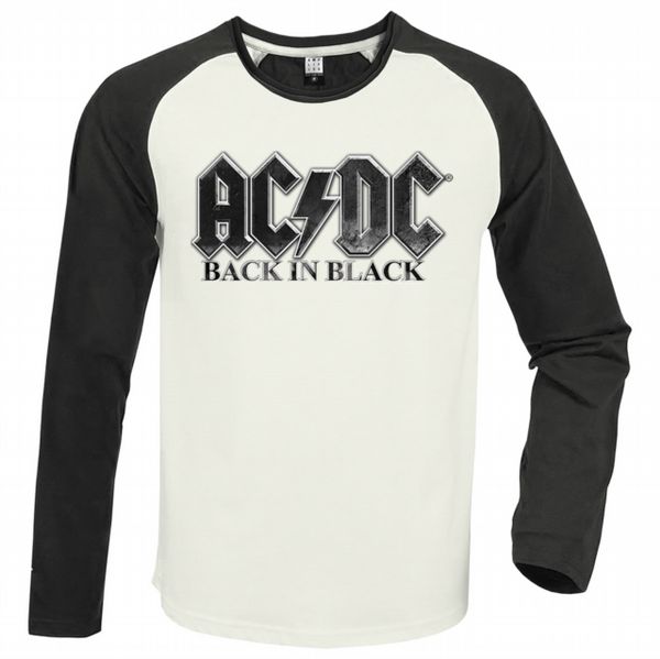 Ac/Dc Back In Black Vintage White / Charcoal Medium Baseball Jersey